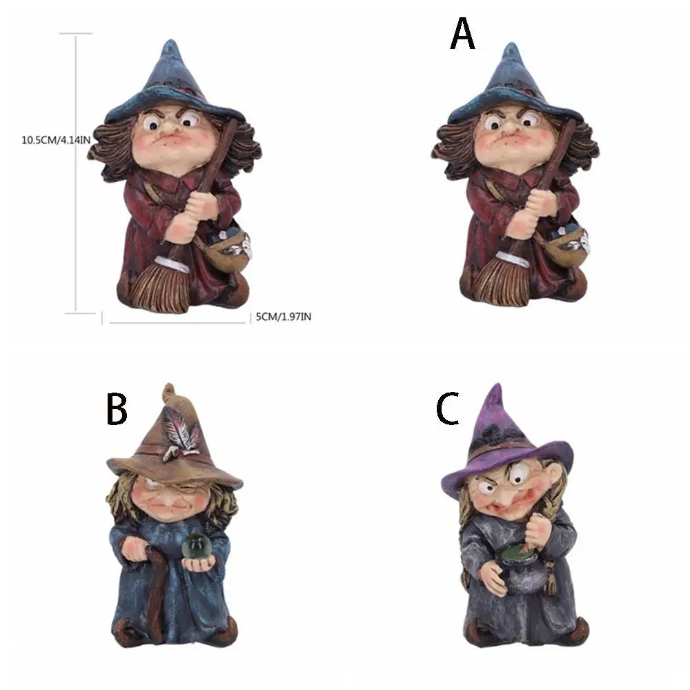 Resin Witch Statue Water-Resistant Garden Gnome Figurine Indoor Outdoor Halloween Decor 2026 Gift Idea