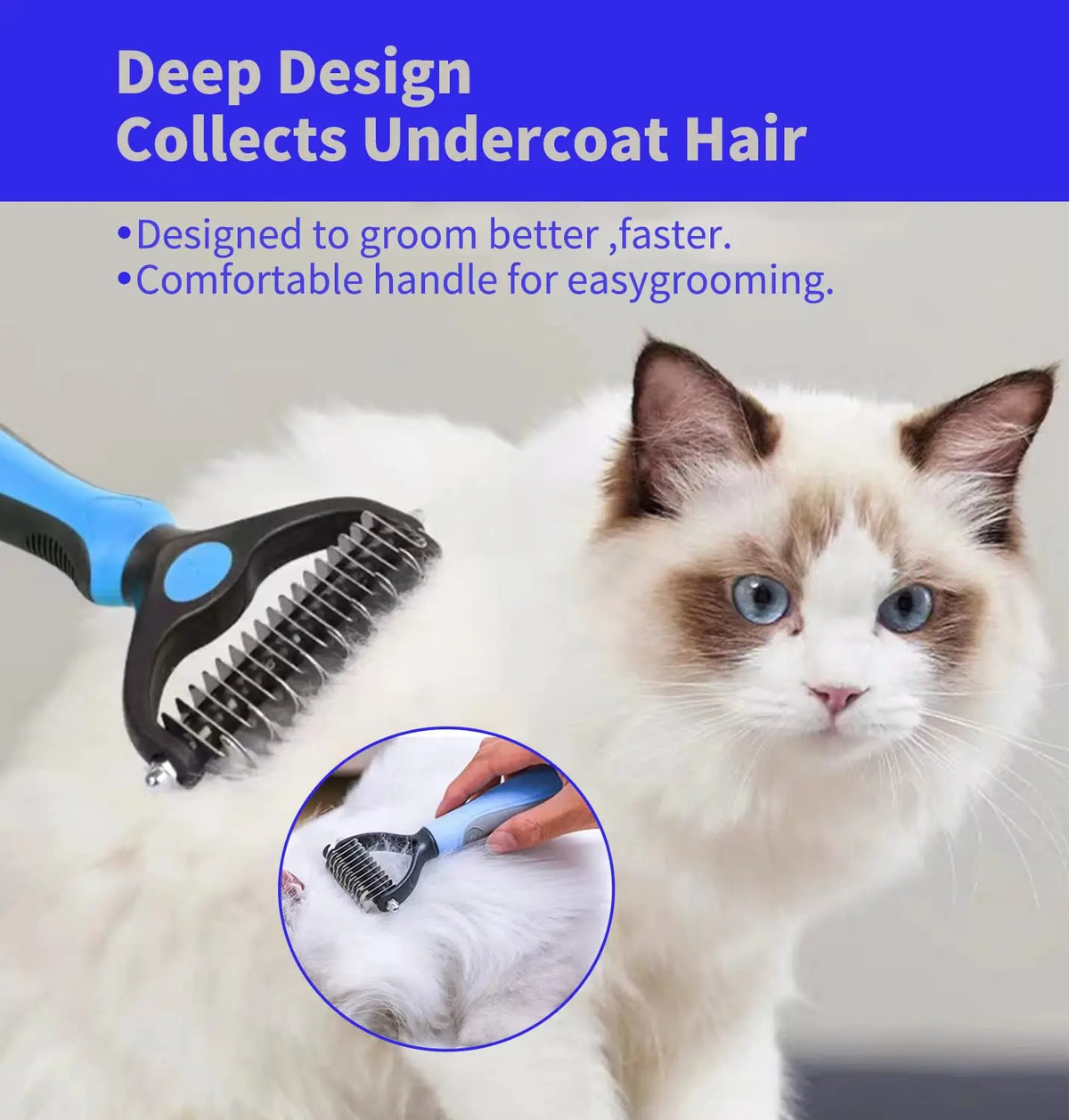 Pet Grooming Maintenance Deshedding Brush for Dogs & Cats - Fur Remover & Knot Cutter Comb