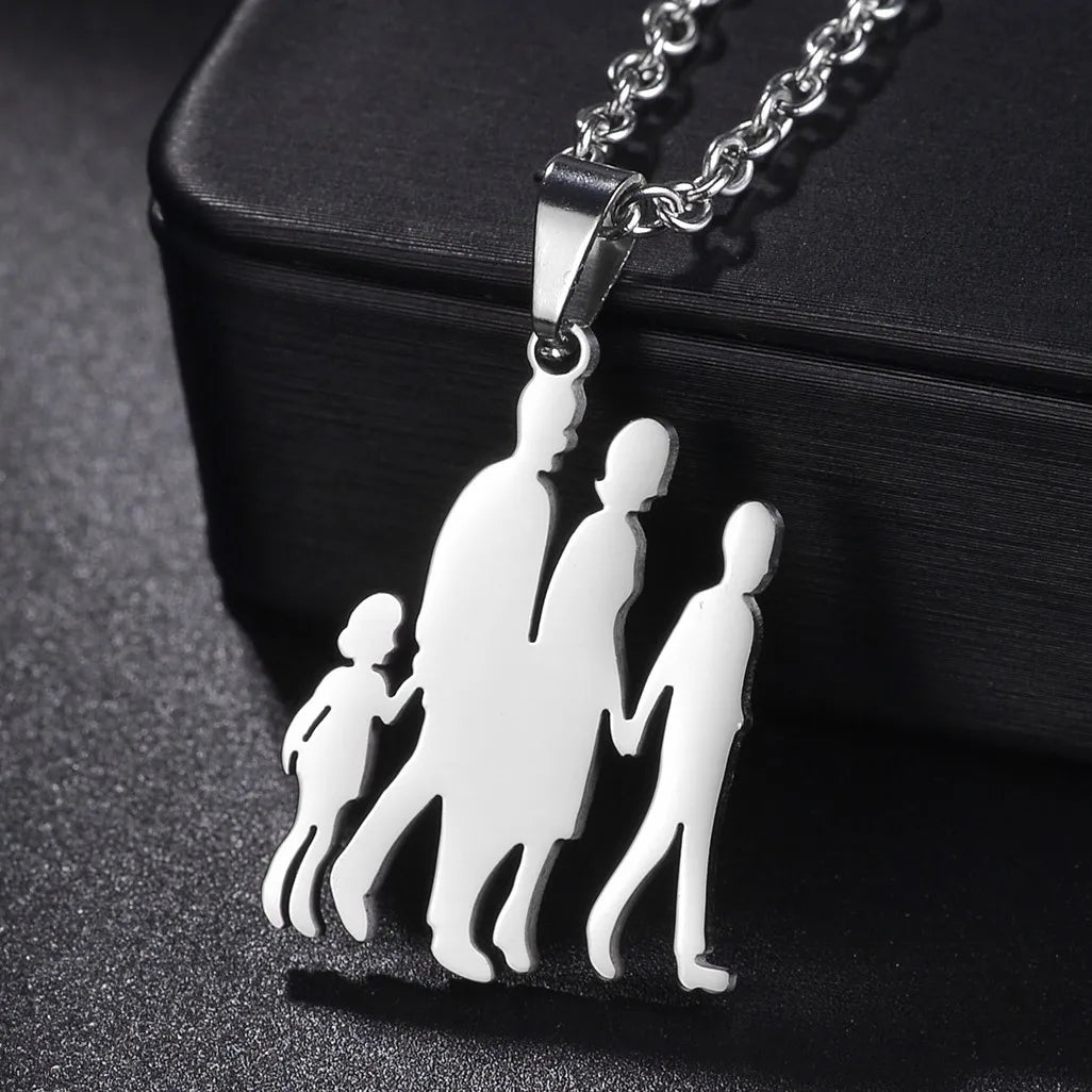 Mother's Day Gift Children Family Stainless Steel Jewelry – Silver Stainless Steel Mother & Kids Pendant Necklace