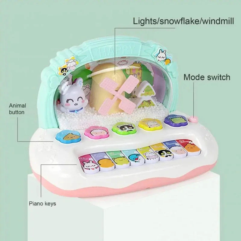 Kids Cartoon Electronic Piano with Animal Sounds and Lights - Educational Musical Instrument Toy for Ages 3+, Great Birthday Gift