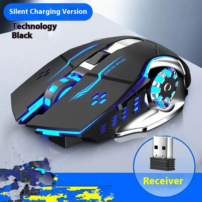 Cordless Battery-Powered Gaming Mouse Bluetooth Silent Backlit