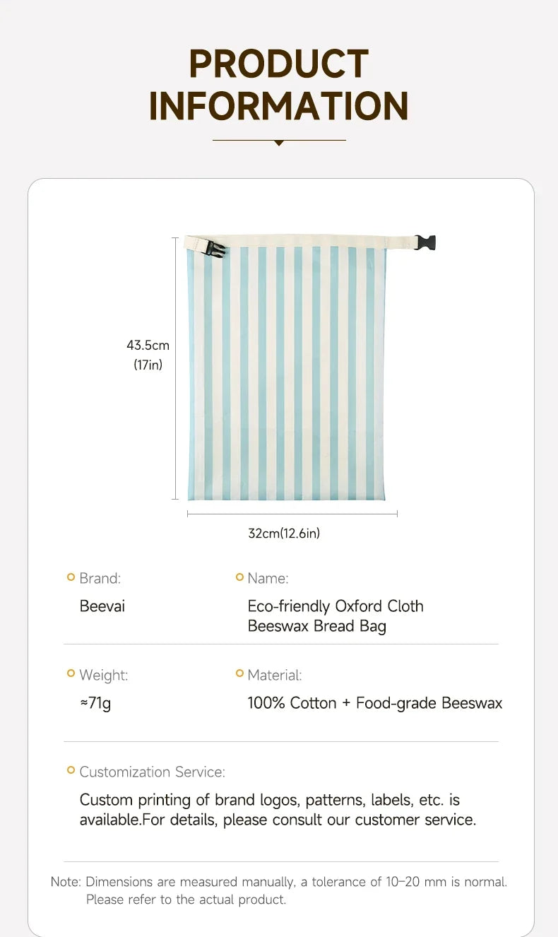 Eco-Friendly Reusable Food Storage Fermentation Bags 2026 – Beeswax Bread Bags 2-Pack Oxford Cloth