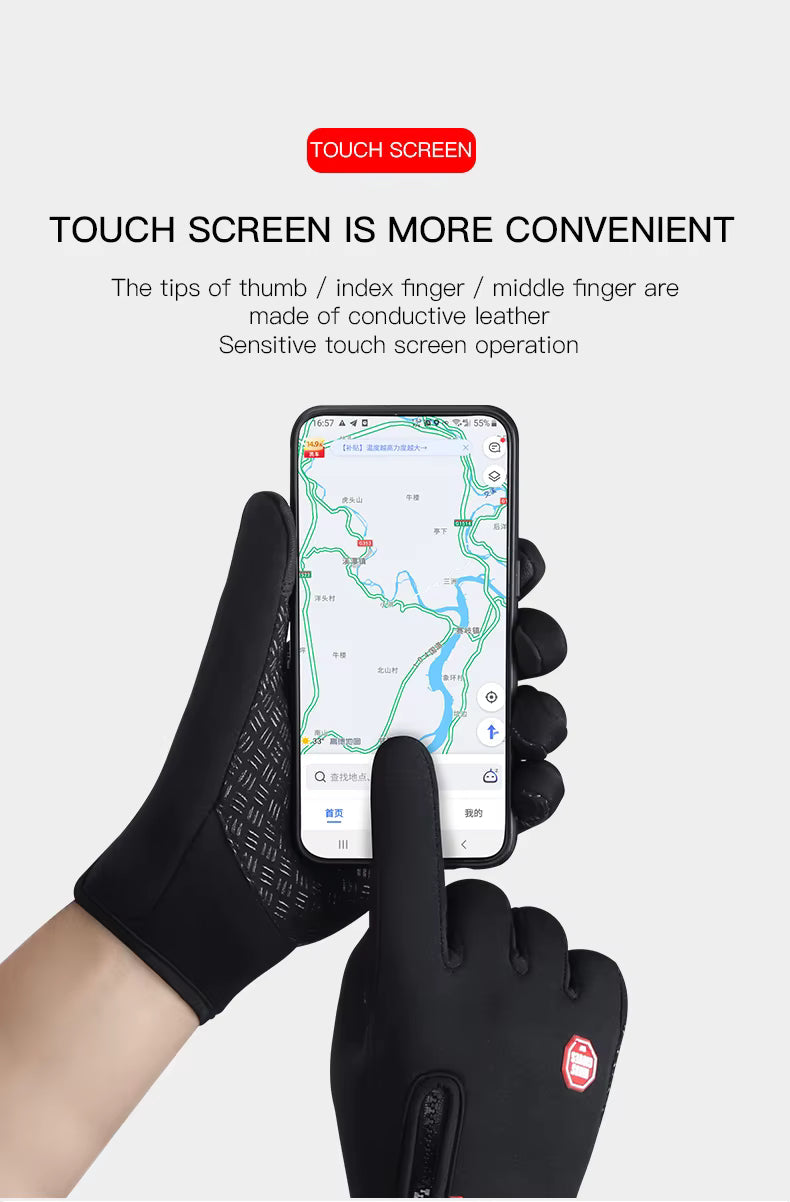 Windproof & Water-Resistant, Anti-Slip Unisex Gloves for Cycling and Cold Weather – Winter Thermal Touchscreen Gloves