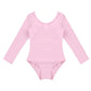 Plush girls' leotards - long sleeve solid color, polyester, for ballet and gymnastics training