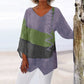 Shirt T Women New Fashion Casual V-Neck Long Sleeve Patchwork Top
