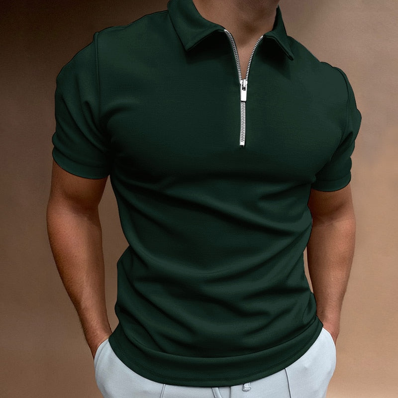 Classic Fit Zipped Mens Polo Shirt in Multiple Colors - Stylish, Comfortable, Breathable Polyester-5