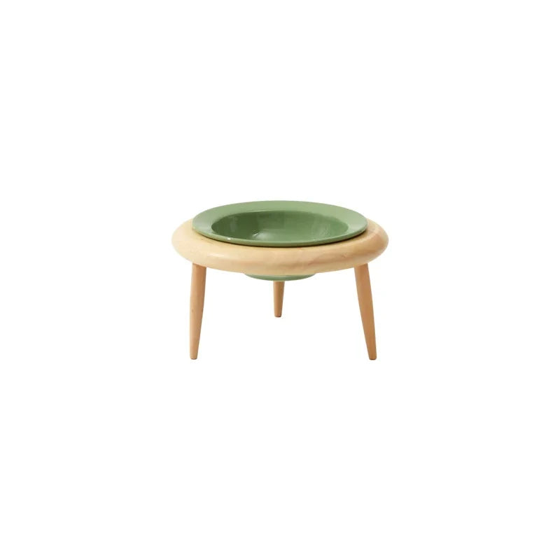 Cat Ceramic Bowl Kit Height Flexible Elevated Wooden Stand Double Food Water Bowls Fall 2025 Mess Free Feeding