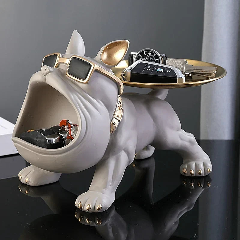 Dog Statue 30cm Bulldog Figurine Storage Box Resin Household Decor Fall 2025 Organizer Gift Idea