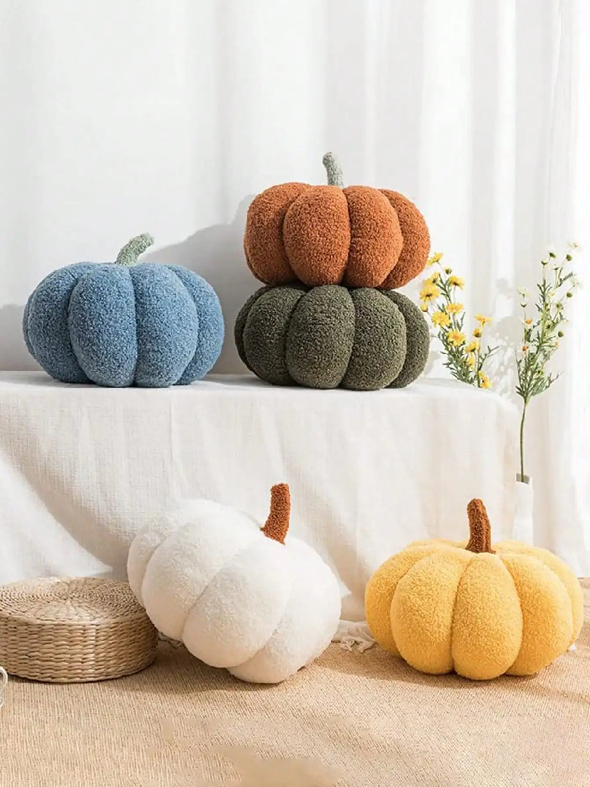 Cozy Sherpa & Boucle Throw Pillow for Fall & Halloween Household Decor, Ideal Gift for Kids and Babies – Plush Pumpkin Cushion