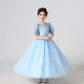 Plush Girls' Dress - Flowy Princess-Cut Lace-Embroidery, Polyester, Wedding Party