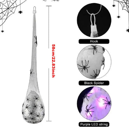 Lights Spider Hanging Egg Sacs - Glowing Halloween Decor 2025 Indoor Outdoor Spooky Party Accent