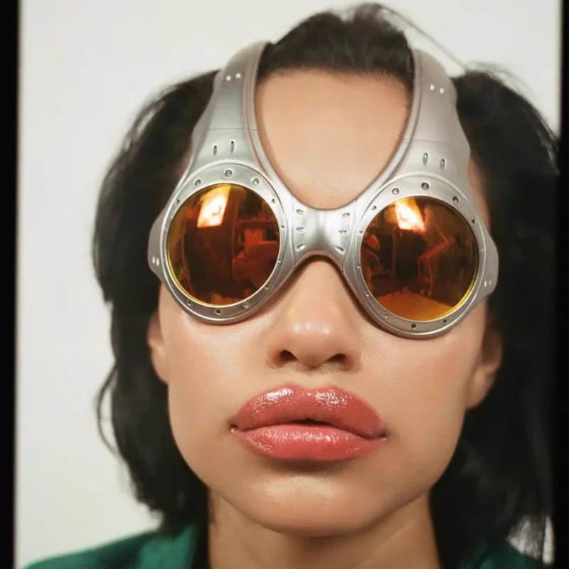 Sunglasses2026 Edition Metal Frame Oversized Round Lens Eyewear For Outdoor Cycling TikTok Viral Retro