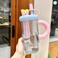 Straw Cup 900ml Cartoon Cute Travel-Friendly Water Cup Summer 2025 Large Capacity High Temperature Resistant Outdoor