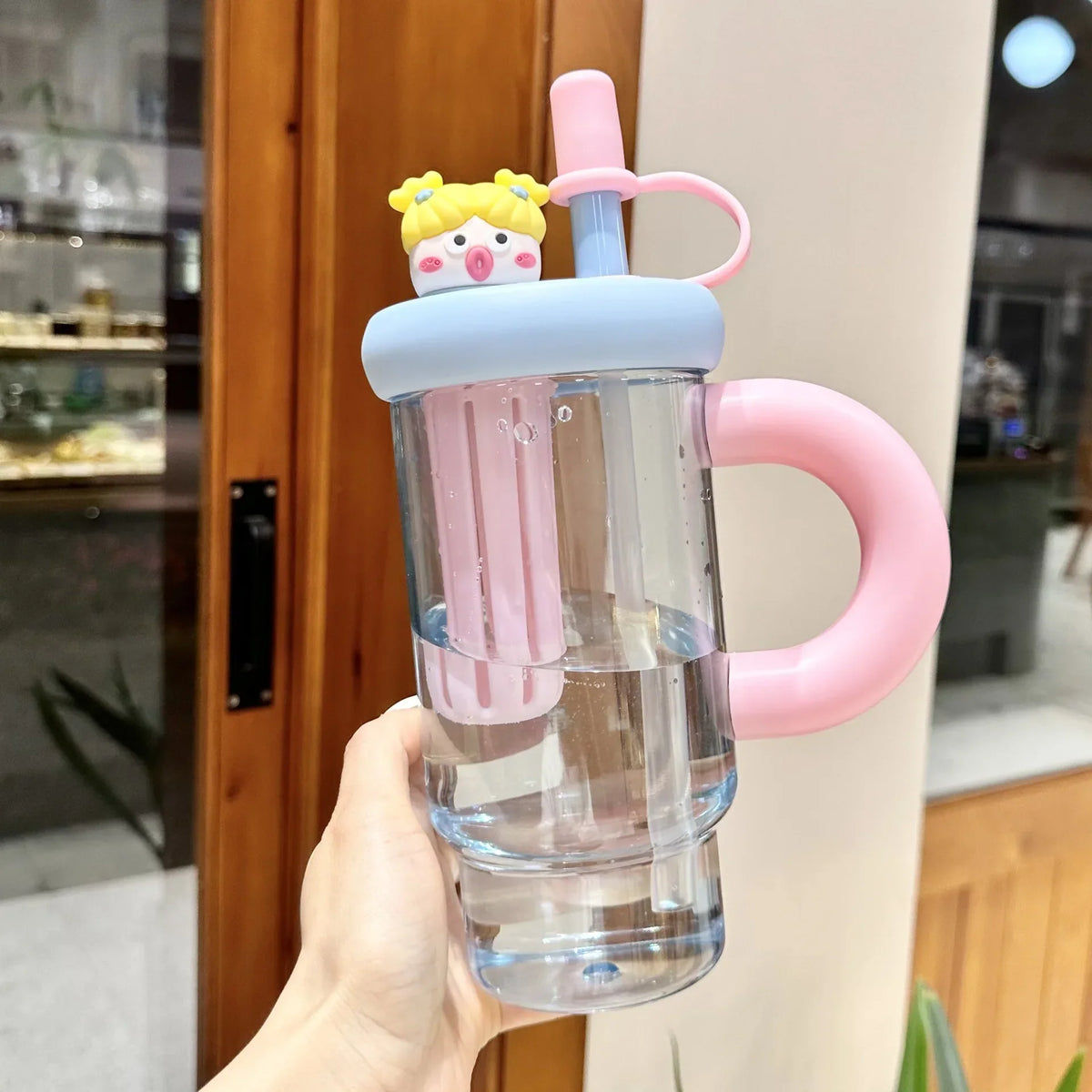 Straw Cup 900ml Cartoon Cute Travel-Friendly Water Cup Summer 2025 Large Capacity High Temperature Resistant Outdoor