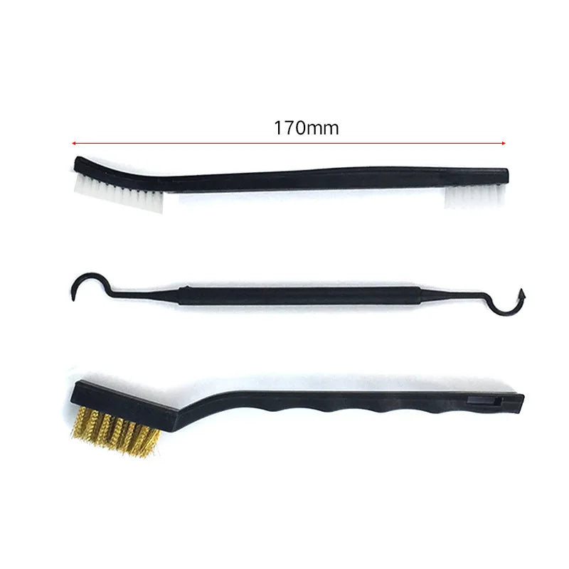 7-Inch Double-Head Wire Brush Kit for Household Tools - Steel, Copper, and Nylon Cleaning Brushes