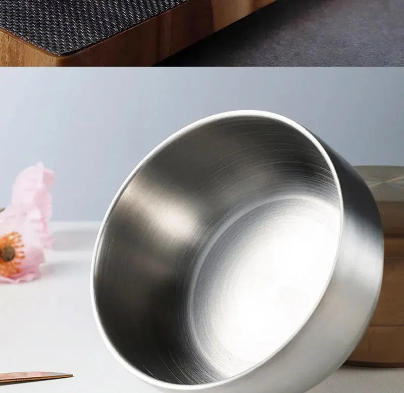 Steel Stainless Double Layer Rice Bowl With Lid Insulated