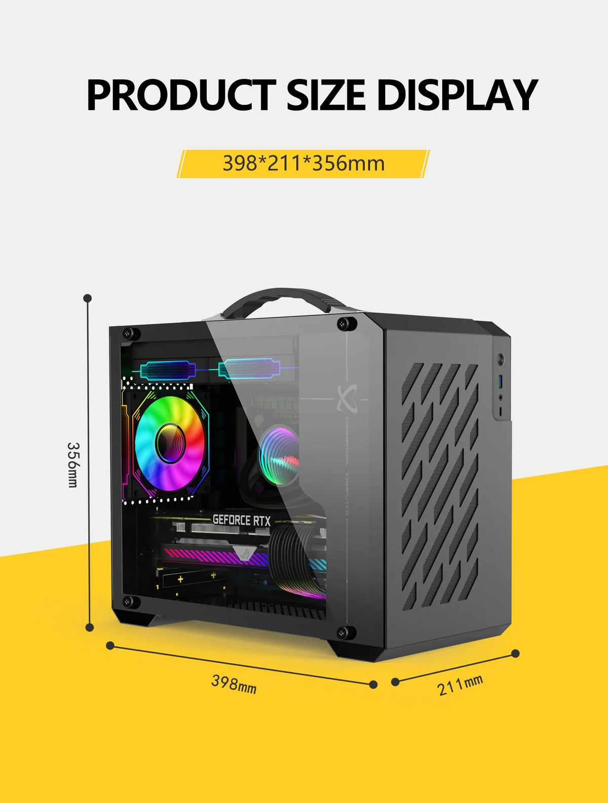 Mini ITX Case Glass Side 240mm Watercooling Travel-Friendly