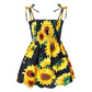 Plush girls' floral sundress - smocked bodice, polyester, for casual beach party