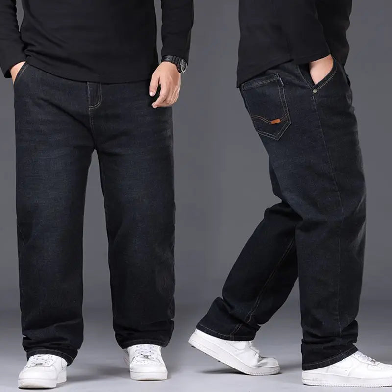 Relaxed Oversized Men's Jeans - High Waist, Stretch Denim