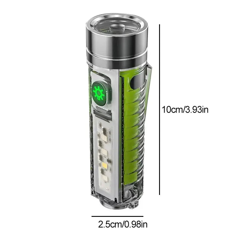 USB C Battery-Powered LED MINI Keychain Flashlight with Magnet for Camping and Emergencies