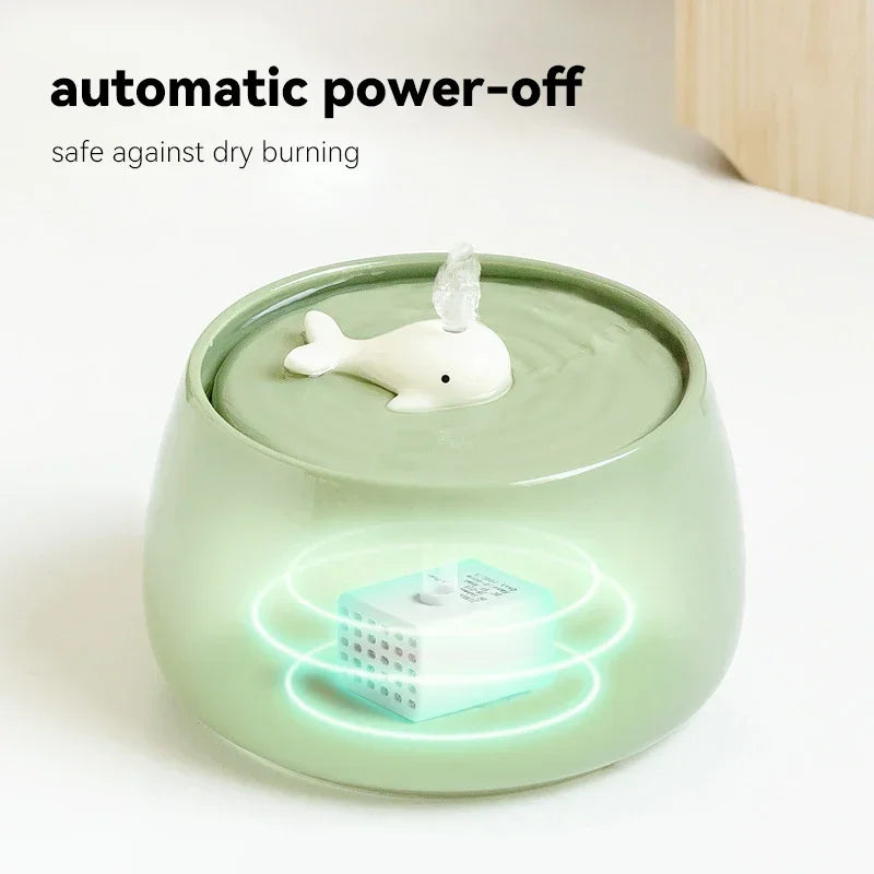 Water Cat Fountain 1300ml Ceramic USB Charging Pet Fountain With Filter And Wooden Stand Fall 2025 Continuous Hydration