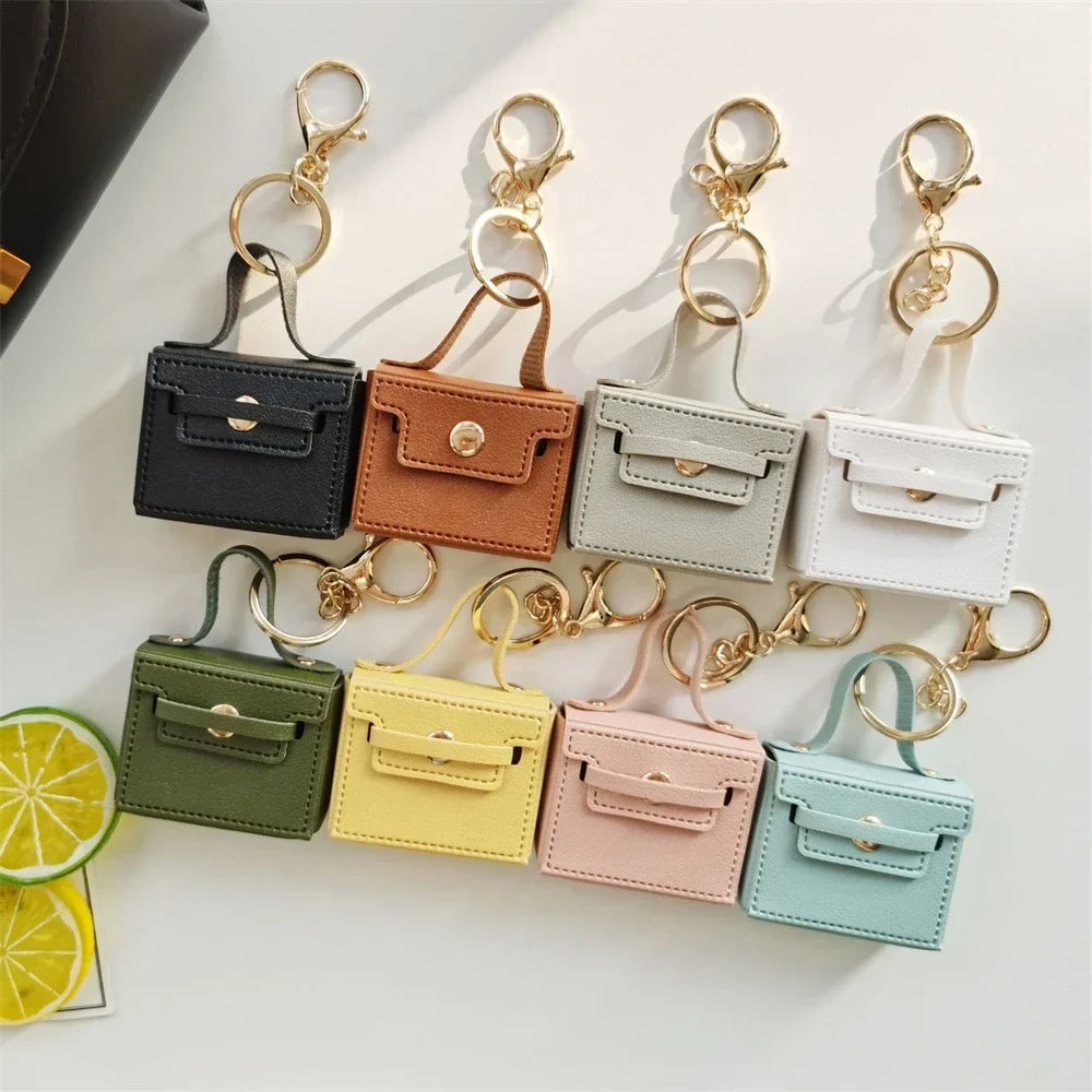 Free 1+1 Birkin Inspired Mini Hand Bag - Solid Color PU Leather Coin Bag Keychain Charm