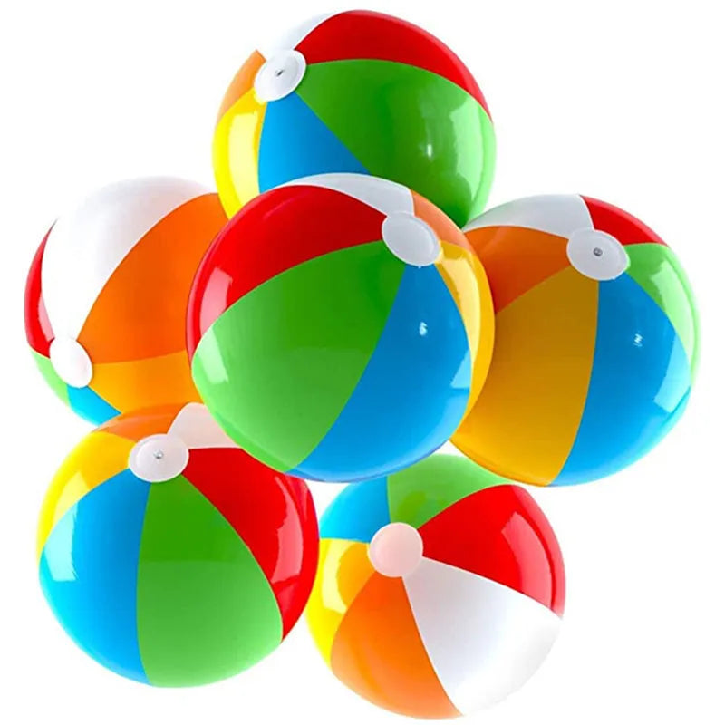 Colorful Inflatable Beach Balls Kit of 3, 23cm Diameter, Sturdy PVC for Pool and Beach Fun, Ideal for Kids Aged 3 and Up