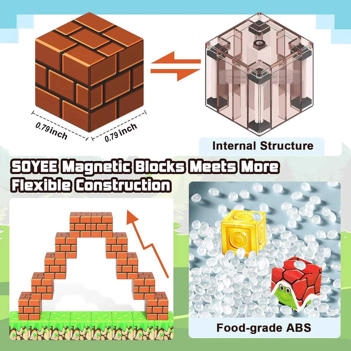 Magnetic Building Blocks Kit for Kids - STEM Montessori Sensory Cubes for Toddlers, Educational Gift for Boys and Girls