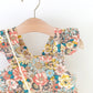 Plush Baby Girl Dress - Timeless Floral Flutter Sleeves, Polyester, With Crossbody Bag, For Ages 0-3