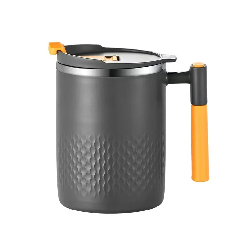 450ml Travel-Friendly Stainless Steel Coffee Mug with Handle and Cover Leak-proof Design for Hot or Cold Drinks