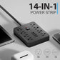 Power 14-in-1 Outlet Surge Protector, 8 AC & 4 USB, Extension Cord for Desktop Charging