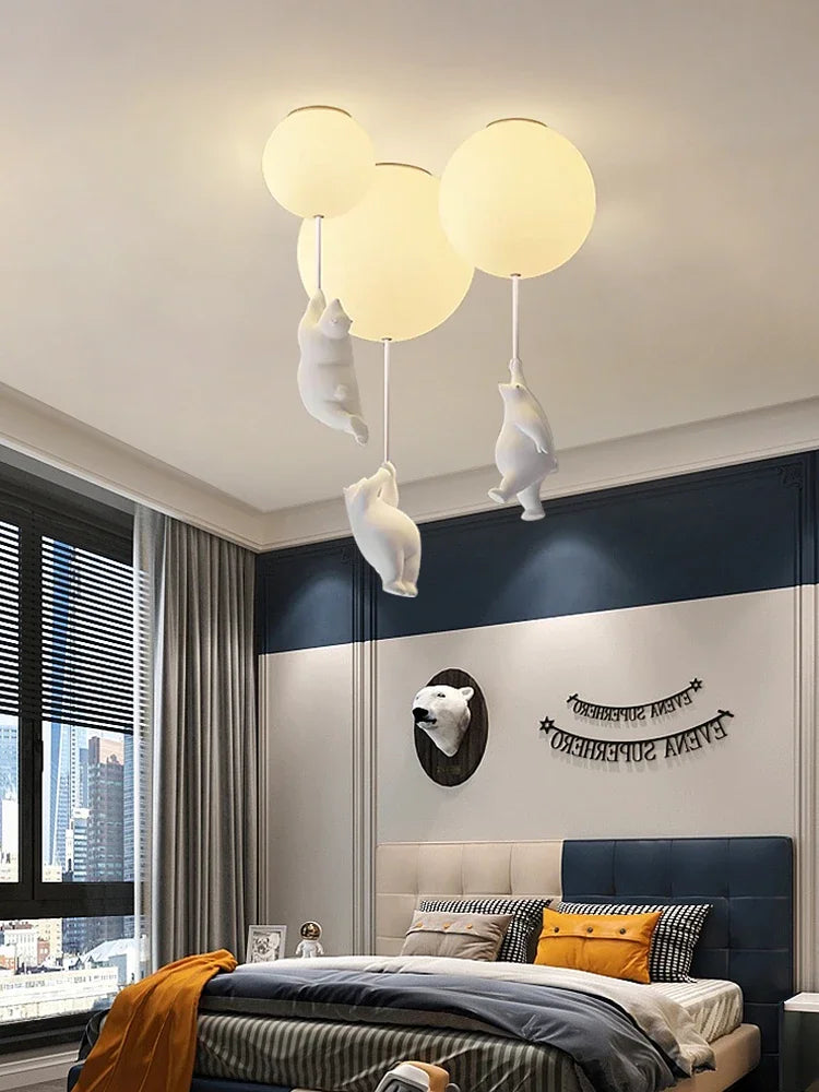 Kids Room Chandelier, Nursery Decor, TikTok Viral 2026 Gift – Ceiling Light Bear Cartoon Acrylic Spheres