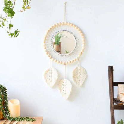 Macrame Mirror Kit Cotton Fringe Boho Wall Hanging Mirrors Fall 2025 Cozy Nursery Household Decor Gift