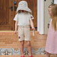 Plush Unisex Kids' Clothing - Patchwork Pinstripe Summer Outfit, Cotton-Polyester, Casual Family Wear