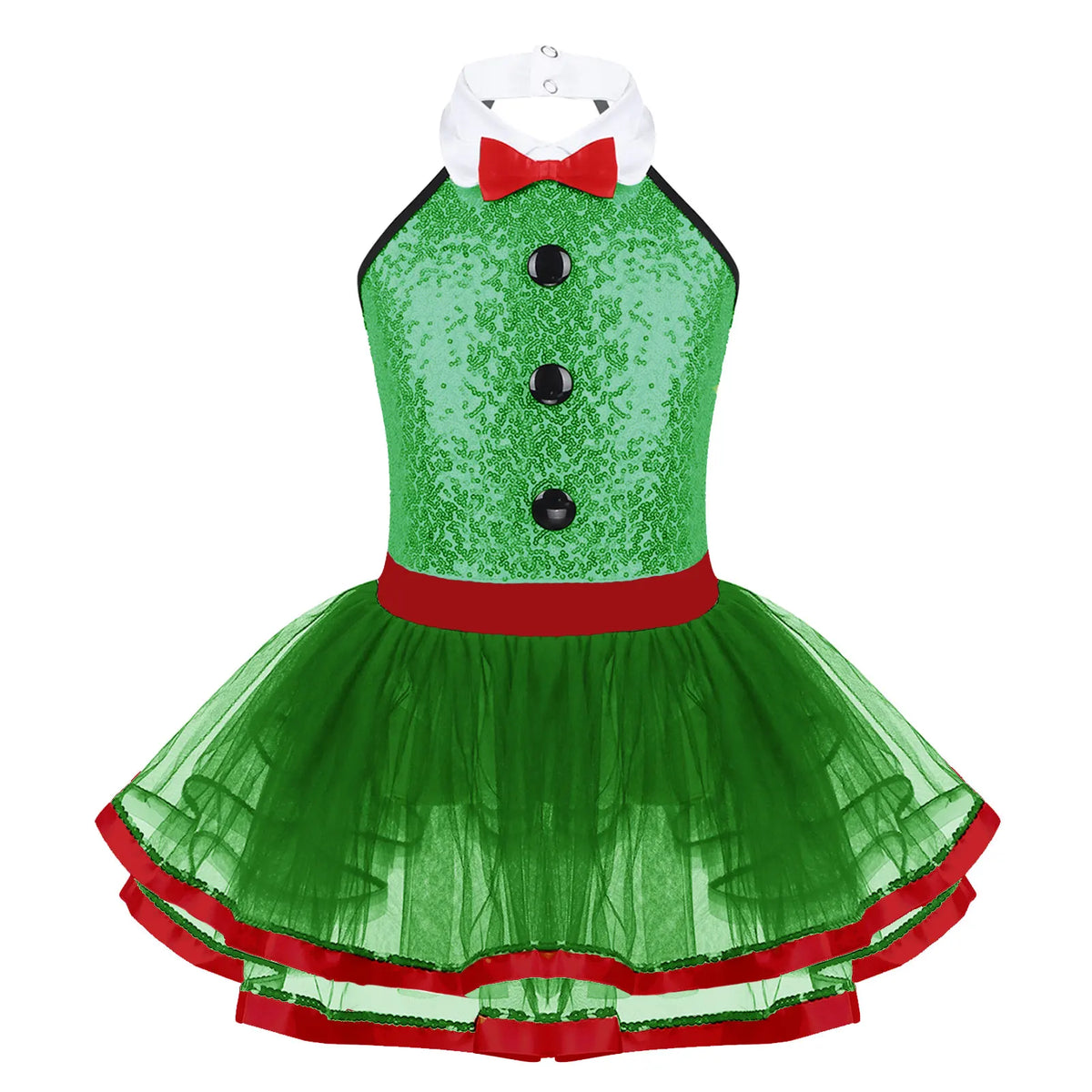 Light girls' leotard - sequined skirted tutu, polyester, for ballet and dance performances