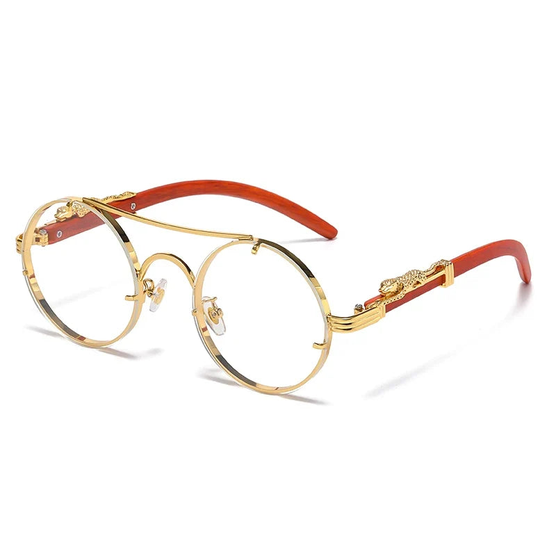 Punk Retro Round Sunglasses for Men & Women - Fashionable Double Bridge Design for Travel and Shopping