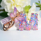 Letter Sequin Keychain With Butterfly Tassel Charm