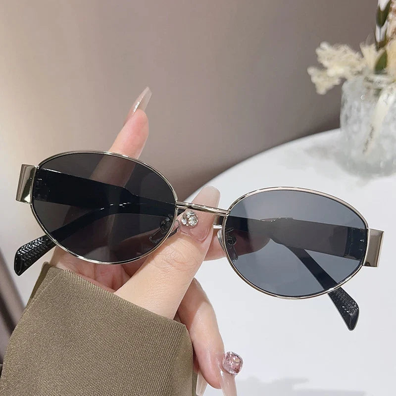 Trendy Oval Sunglasses for Women 2025 Deluxe Metal Frame Timeless Vintage Round Shades Unisex