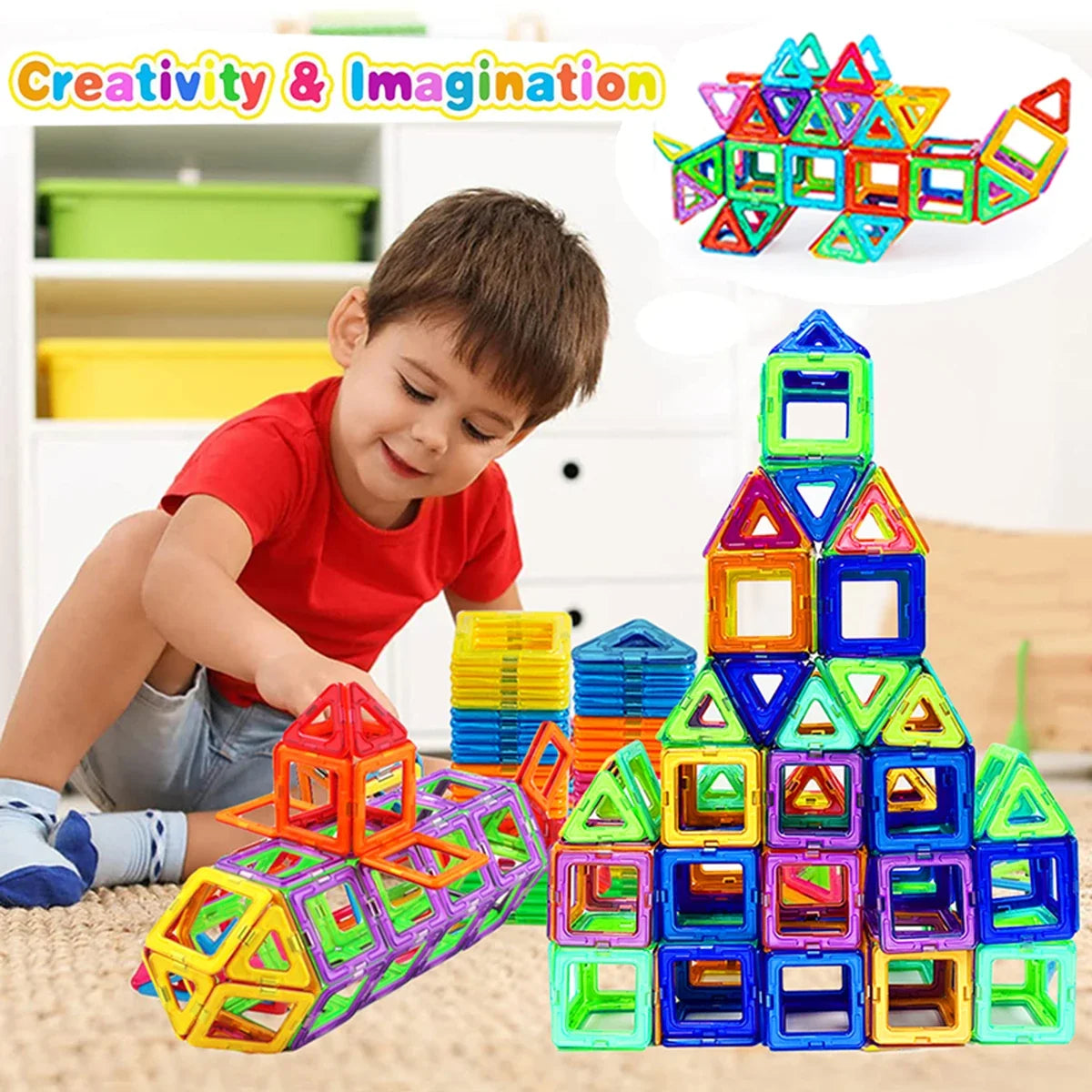Creative Magnetic Building Blocks Kit - Large & Mini DIY Toys for Kids Aged 7-12, Fun Educational Construction Gift in Mixed Colors