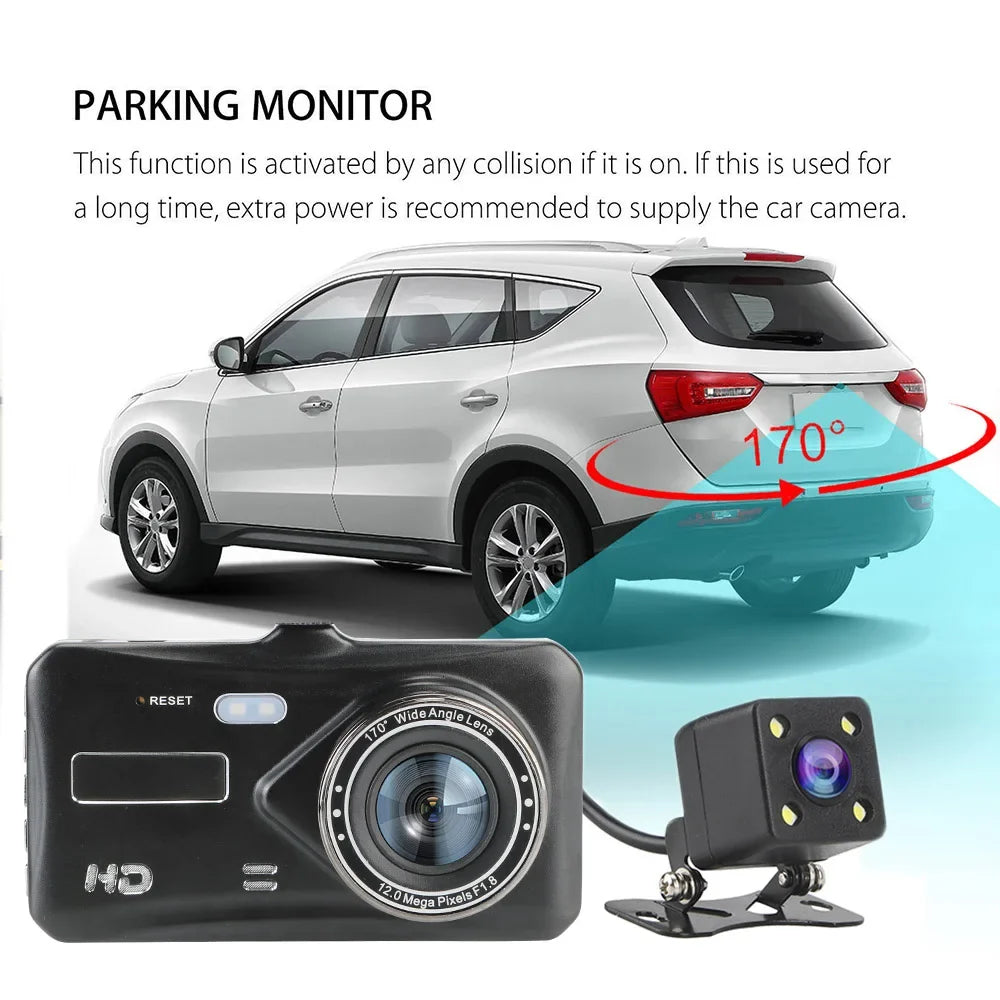 DVR Car Dual Lens DashCam 4" HD 1080P 32 GB Touch Screen Video Recorder
