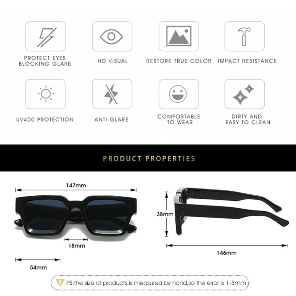 Square Sunglasses Frame Retro Unisex Shades Fall 2026 Trend UV400 Protection Gift
