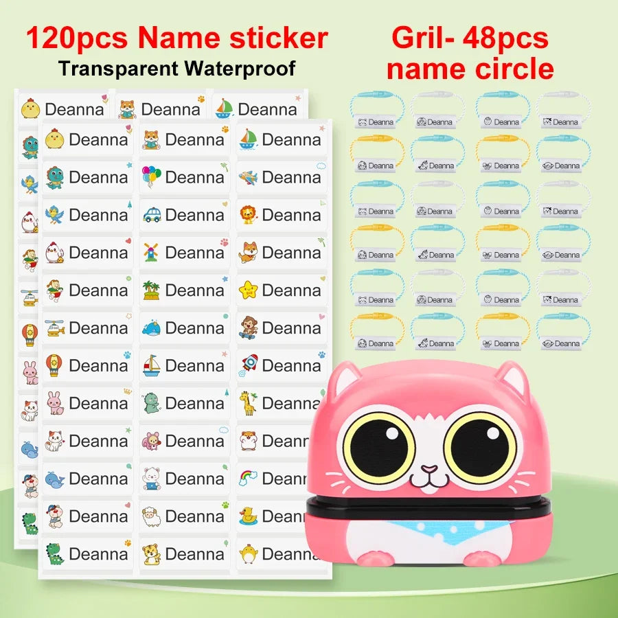 Customized Name Stamp Kit - Engraved Water-Resistant Baby Name Seal, Great Kindergarten Gift