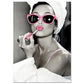 Bathroom Bar Decor Hepburn Canvas Art - Girl Drinking Smoking Wall Picture Bling Design
