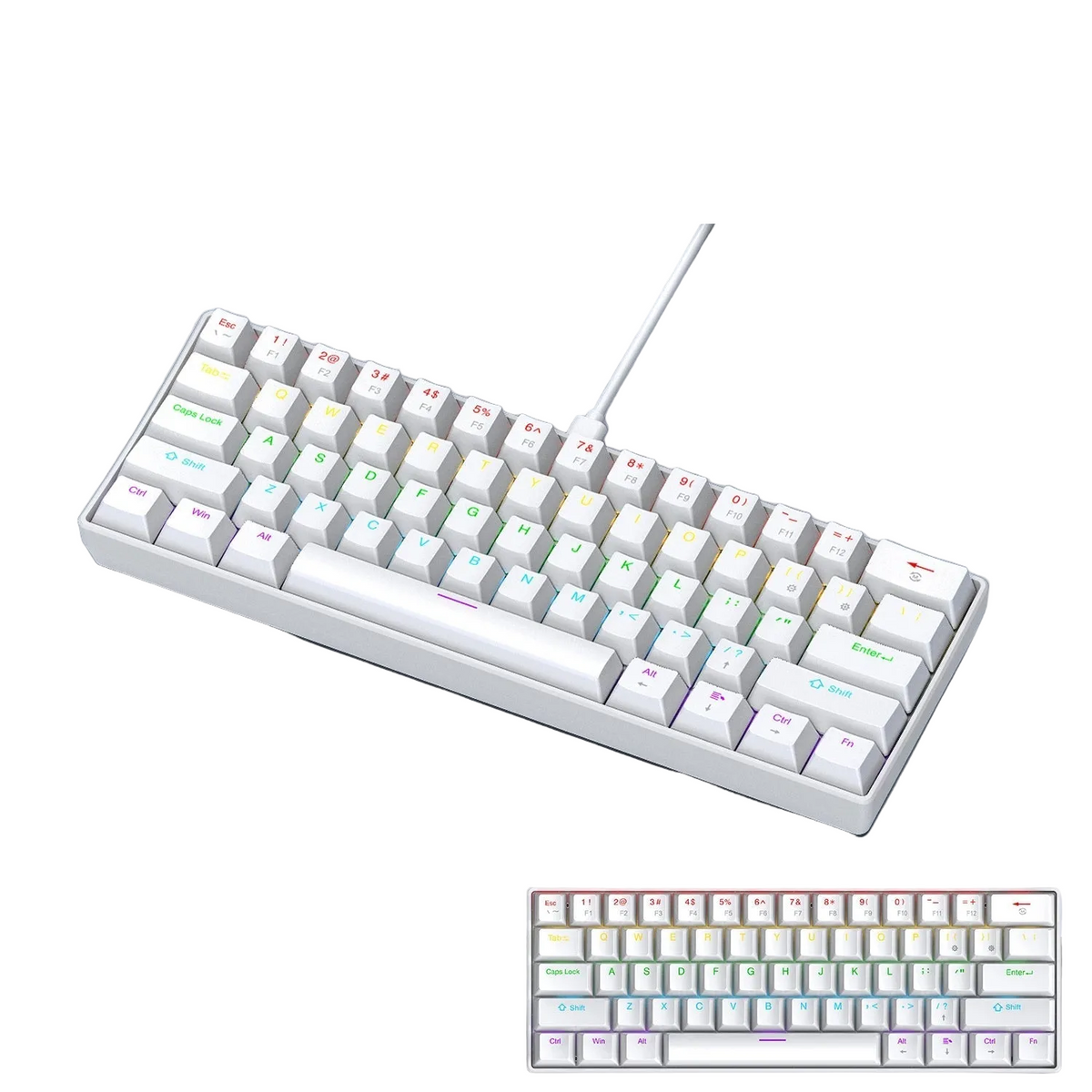 60 Percent Mechanical Mini Keyboard Wired RGB Travel-Friendly
