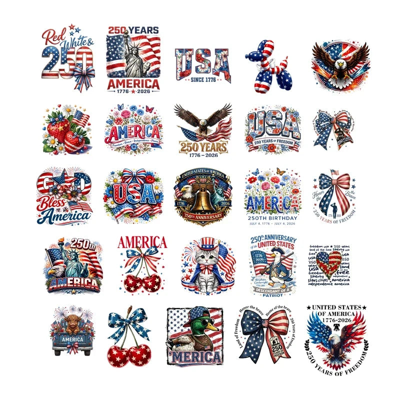 Iron2026 Edition On Patches USA Flag Bald Eagle Heat Transfer Kit Patriotic 4th Of July DIY Clothing Decor