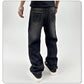 Men's Oversized Jeans - Straight Cut, Washed Denim, Autumn