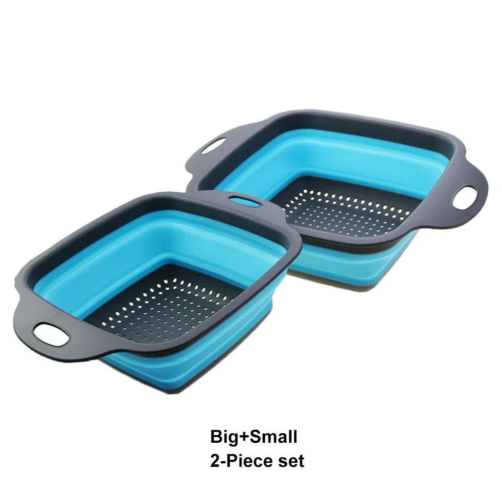 Silicone2026 Edition Folding Drain Basket 2-In-1 Collapsible Colander For Fruits And Vegetables Space-Saving Kitchen Device Fall