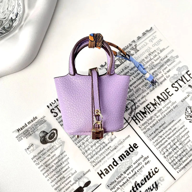 Free 1+1 Birkin Inspired Mini Hand Bag - Basket Bag Charm