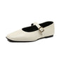 Women Supportive Mary Jane Flats - Square Toe, Leather