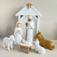 Nativity Scene Large 7-Piece Kit White And Gold Resin Figures Faceless Holy Family Christmas Decor 2025 Gift
